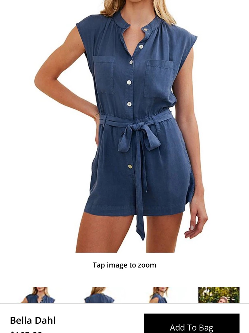 Bella Dahl Blue Short Sleeve Tie-Waist